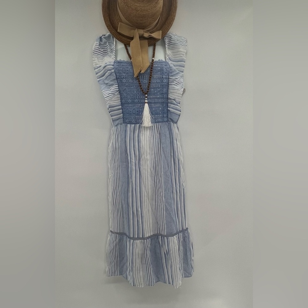 Heartloom Blue and White Pleated Sundress